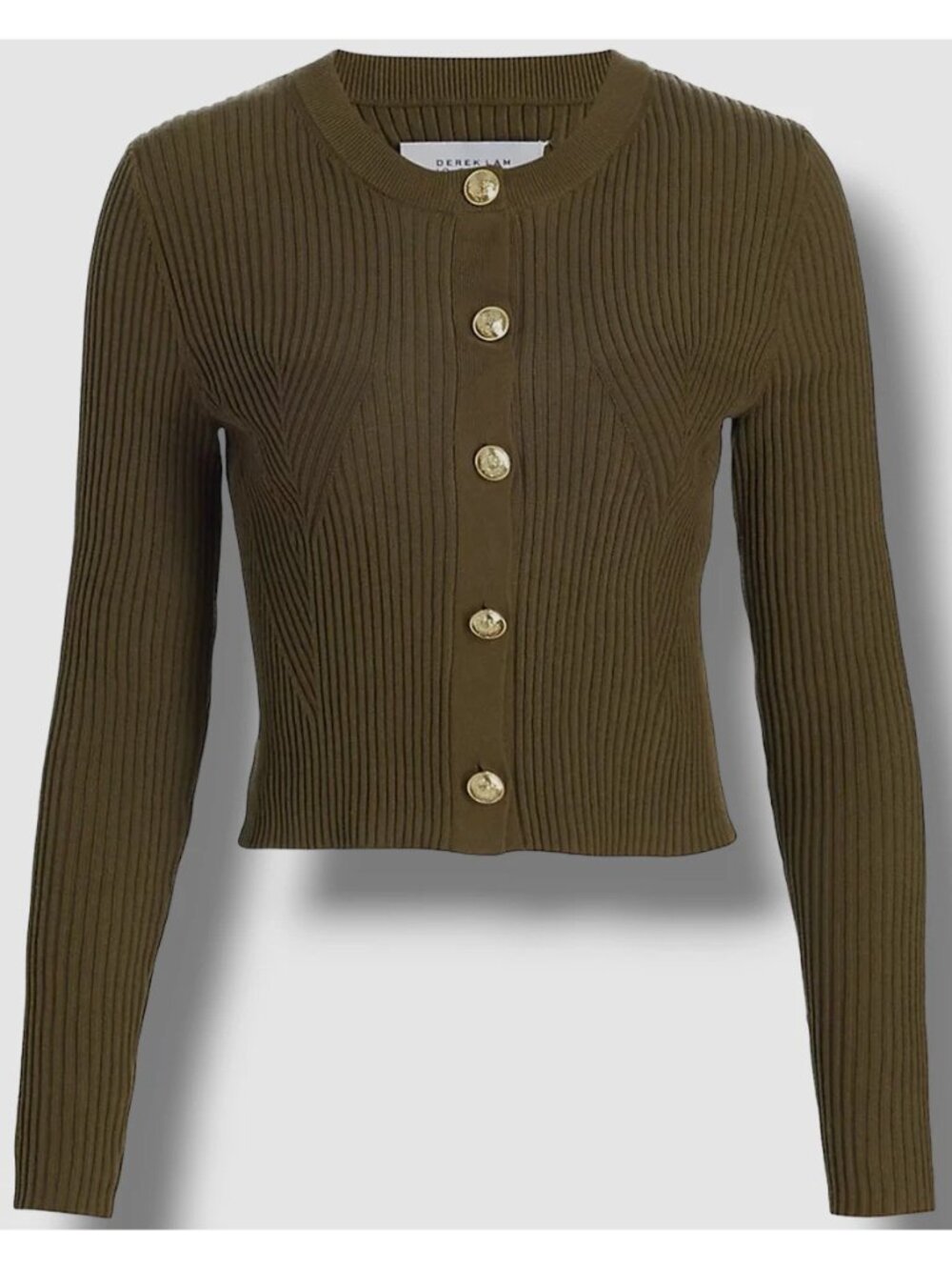 Derek Lam 10 Crosby Women's XXXL Olive Lenora Cropped Knit Cardigan Sweater $395